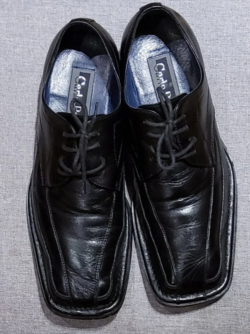 CARLO PRADI BLACK LEATHER DRESS DERBY SHOES MEN'S SIZE 10M